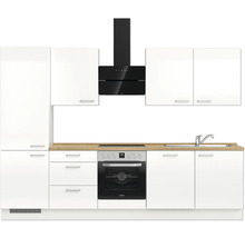 Bloc cuisine complète équipée NOBILIA Modern 300 cm façade blanc alpin à haute brillance variante à gauche prémonté 4004539008670