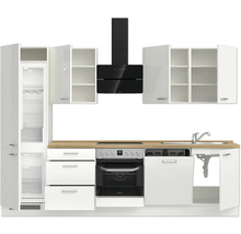 Bloc cuisine complète équipée NOBILIA Modern 300 cm façade blanc alpin à haute brillance variante à gauche prémonté 4004539008670