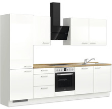 Bloc cuisine complète équipée NOBILIA Modern 300 cm façade blanc alpin à haute brillance variante à gauche prémonté 4004539008670