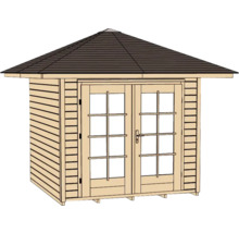 Abri de jardin avec porte double et toit à deux pentes