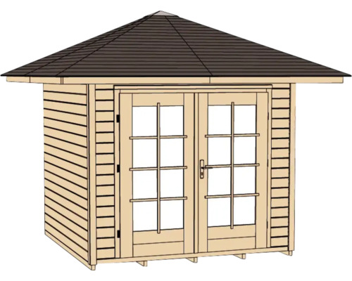 Abri de jardin avec porte double et toit à deux pentes