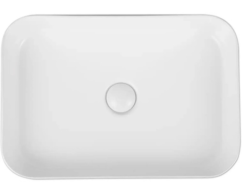 Vasque à poser en céramique, rectangulaire avec des coins arrondis