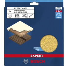 Lot de six disques abrasifs Bosch Expert C470, différents grains, diamètre 225 mm