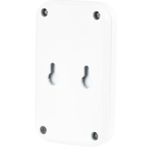 Arrière d''un appareil blanc rectangulaire avec vis et trous de suspension