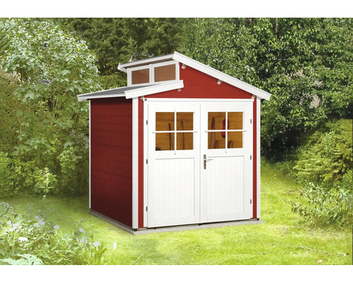 Gartenhaus weka 226 Gr. 1 inkl. Fußboden 237 x 231 cm rot Gartenhaus aus Holz mit Doppeltür und Oberlicht