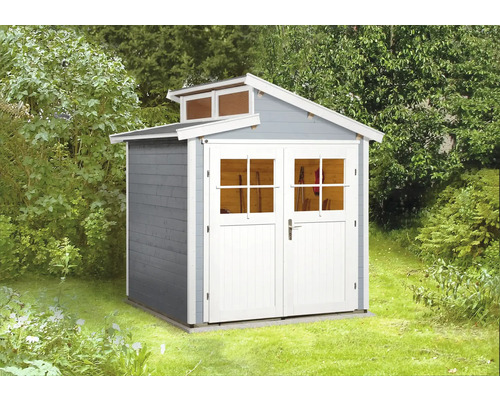Gartenhaus weka 226 Gr. 1 inkl. Fußboden 237 x 231 cm grau Gartenhaus mit Doppeltür und Fenstern