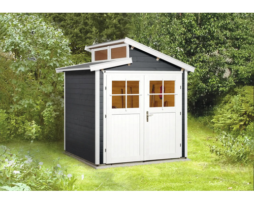 Gartenhaus weka 226 Gr. 1 inkl. Fußboden 237 x 231 cm anthrazit Gartenhaus aus Holz mit Doppeltür und Oberlicht