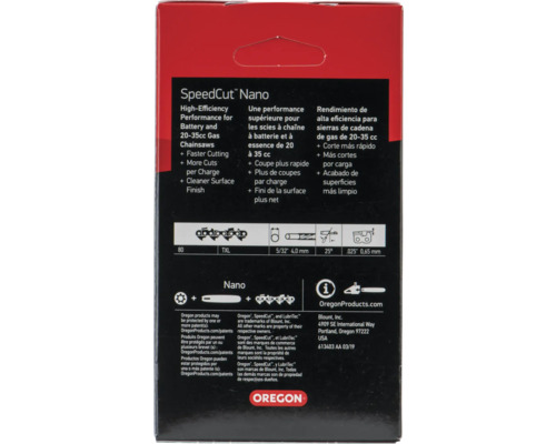 Emballage d''une chaîne de tronçonneuse SpeedCut Nano pour tronçonneuses à batterie et à essence de 20 à 35 cm³