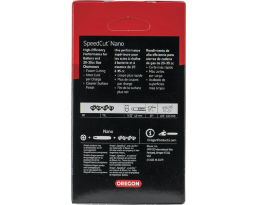 Chaîne SpeedCut Nano pour tronçonneuses à batterie et à essence de 20 à 35 cm³