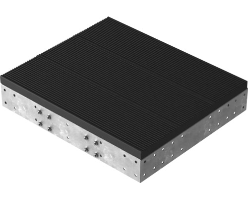 Palier Pertura pour escalier Tallis avec revêtement de marche Trimax anthracite 100x88 cm Amortisseur de vibrations avec profilé nervuré et cadre métallique