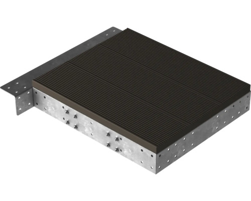 Palier intermédiaire Pertura pour escalier Tallis avec revêtement de marche Trimax marron foncé 80x88 cm Elément de terrasse avec soubassement et fixation de terrasse