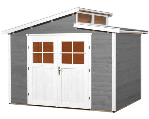 Abri de jardin en bois avec double porte et fenêtres