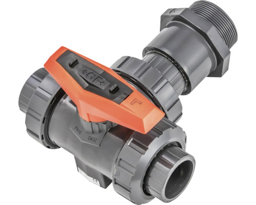 Robinet de prélèvement BWT pour réservoir de stockage de perméat A 500 l 13963 Robinet à boisseau sphérique en plastique avec poignée orange
