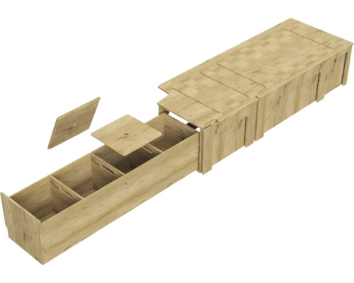 Holzkiste mit Fächern und Deckel zur Aufbewahrung