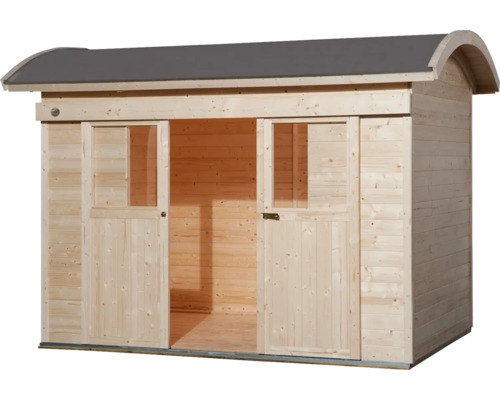 Abri de jardin en bois avec porte coulissante et toit