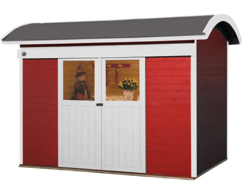 Abri de jardin en bois avec double porte et toit