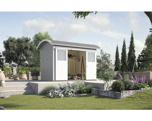 Abri de jardin weka abri à porte coulissante 228 avec plancher 344 x 241 cm gris