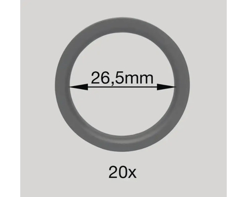 Anneau de rideau avec crochet pour Cosy dark gray Ø 16/19 mm 10 pces Vingt joints toriques d''un diamètre de 26,5 millimètres