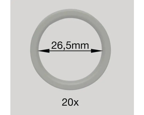Anneau de rideau avec crochet pour Cosy cool gray Ø 16/19 mm 10 pces Vingt joints toriques d''un diamètre de 26,5 millimètres