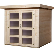 Abri de jardin en bois avec double porte et fenêtres