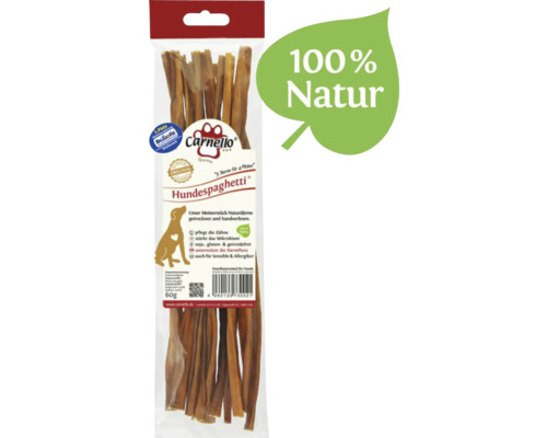 En-cas pour chiens Carnello spaghettis pour chiens à base de boyau naturel, sans soja, sans gluten et sans céréales, env. 60 g