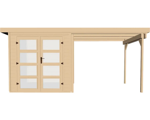 Abri de jardin en bois avec double porte et annexe