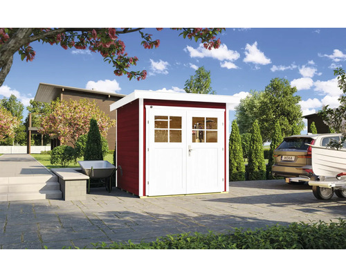 Abri de jardin weka 227 Taille 1 avec plancher 229 x 253 cm rouge de falun