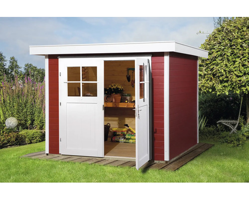 Abri de jardin weka 227 Taille 2 avec plancher 259 x 284 cm rouge de falun