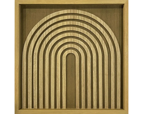 Image décorative en bois avec cadre et motif arc-en-ciel