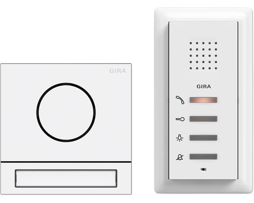 Système audio Gira 2406902 1TN blanc système 106 maison individuelle pack audio Kit interphone de porte Gira avec bouton d''appel et poste d''interphone