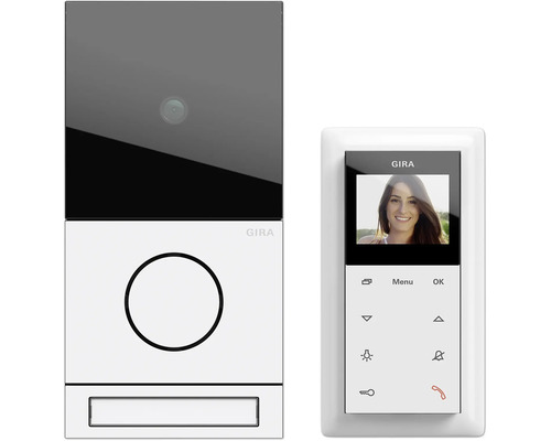 Système vidéo Gira 2416902 1TN blanc système 106 maison individuelle pack vidéo Interphone Gira avec caméra et écran