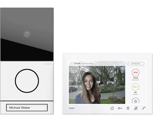 Gira 2431902 Video AP1 1TN weiß System 106 Einfamilienhaus Paket Wohnungsstation Video AP7
