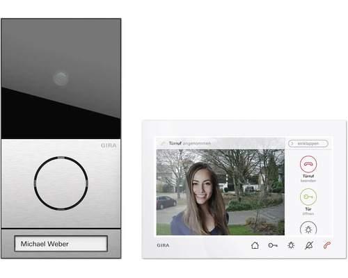 Gira 2431920 Video AP 1TN edelstahlfarben System 106 Einfamilienhaus Paket Wohnungsstation Video AP7
