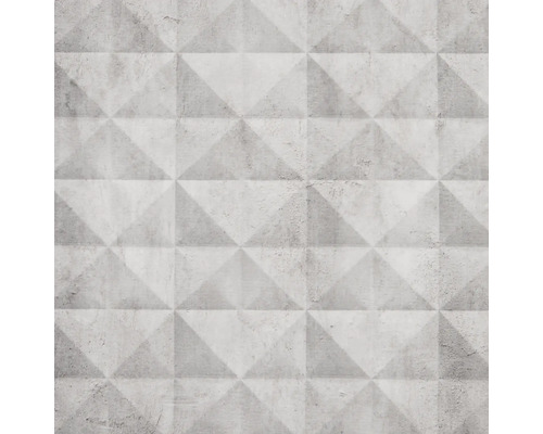 Papier peint intissé 27283-HOR Concrete 3D gris Carreau de béton avec motif géométrique de pyramides
