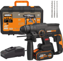 WORX Nitro perforateur à batterie avec jeu de forets, batterie et chargeur dans une mallette de rangement