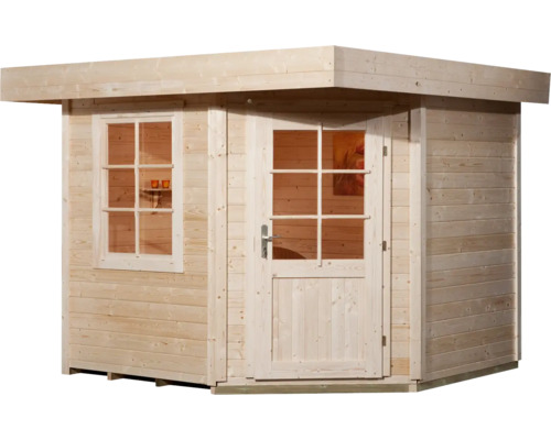 Maison de jardin en bois avec fenêtre et porte