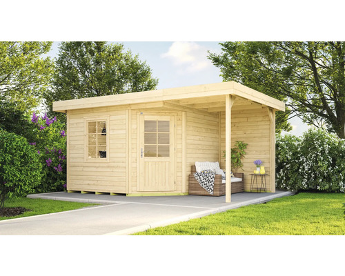 Gr. 213 - weka Designhaus Gartenhaus inkl. 1 Fußboden, Luxemburg HORNBACH Dachanbau 385 mit x 238 A Rückwand cm natur