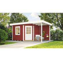 Gartenhaus weka Designhaus 213 A Gr. 1 inkl. Fußboden, Dachanbau mit Rückwand 442 x 278 cm schwedenrot