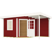 Gartenhaus weka Designhaus 213 A Gr. 1 inkl. Fußboden, Dachanbau mit Rückwand 442 x 278 cm schwedenrot