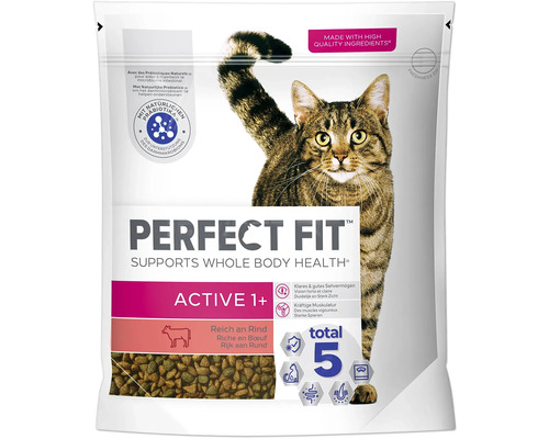 Croquettes pour chats Perfect Fit active 1+ riche en bœuf 1,4 kg