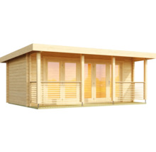 Holzgartenhaus mit überdachter Veranda und Doppeltür
