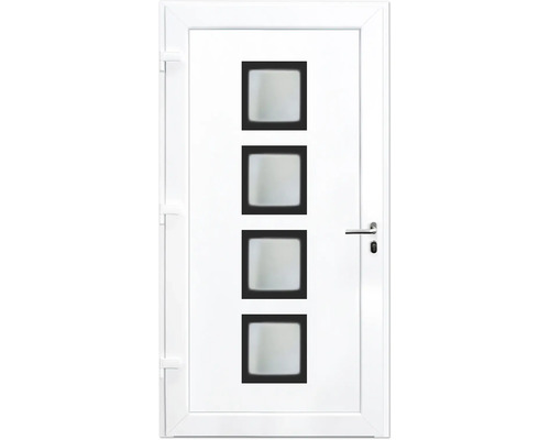 Porte blanche avec quatre inserts en verre carrés