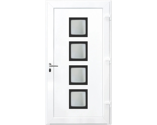 Porte d''entrée blanche avec quatre vitrages carrés