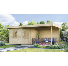 Gartenhaus weka Designhaus 213 B Gr. 1 inkl. Fußboden, Dachanbau mit Rückwand 586 x 278 cm natur
