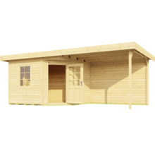 Gartenhaus weka Designhaus 213 B Gr. 1 inkl. Fußboden, Dachanbau mit Rückwand 586 x 278 cm natur