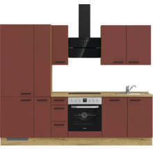 Bloc cuisine complète équipée NOBILIA Urban 270 cm façade rouge rouille mate variante à gauche monté 4004539016033
