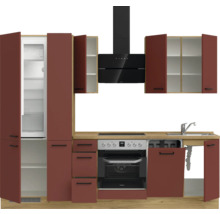 Bloc cuisine complète équipée NOBILIA Urban 270 cm façade rouge rouille mate variante à gauche monté 4004539016033