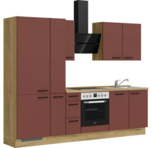 Bloc cuisine complète équipée NOBILIA Urban 270 cm façade rouge rouille mate variante à gauche monté 4004539016033