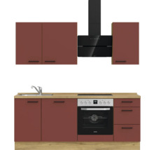 Bloc cuisine complète équipée NOBILIA Urban 210 cm façade rouge rouille mate variante à droite monté 4004539015753