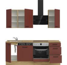 Bloc cuisine complète équipée NOBILIA Urban 210 cm façade rouge rouille mate variante à droite monté 4004539015753